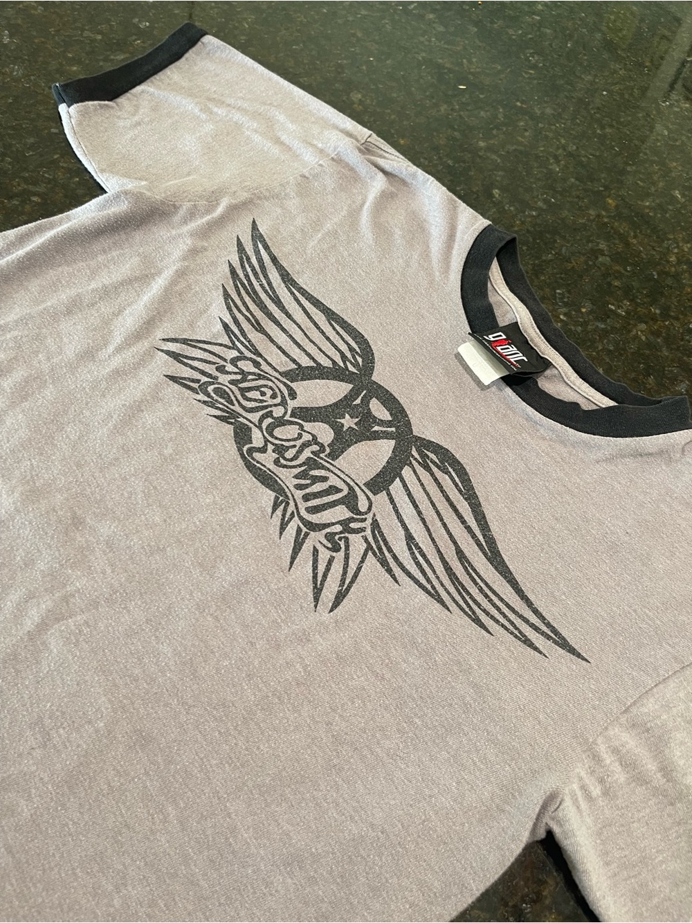 Giant Merchandising 90’s Tee with Black Trim Aerosmith Graphic - Men's